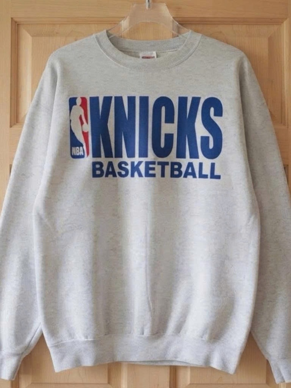 Vintage Gray Crewneck with Blue KNICKS and Red NBA Logo